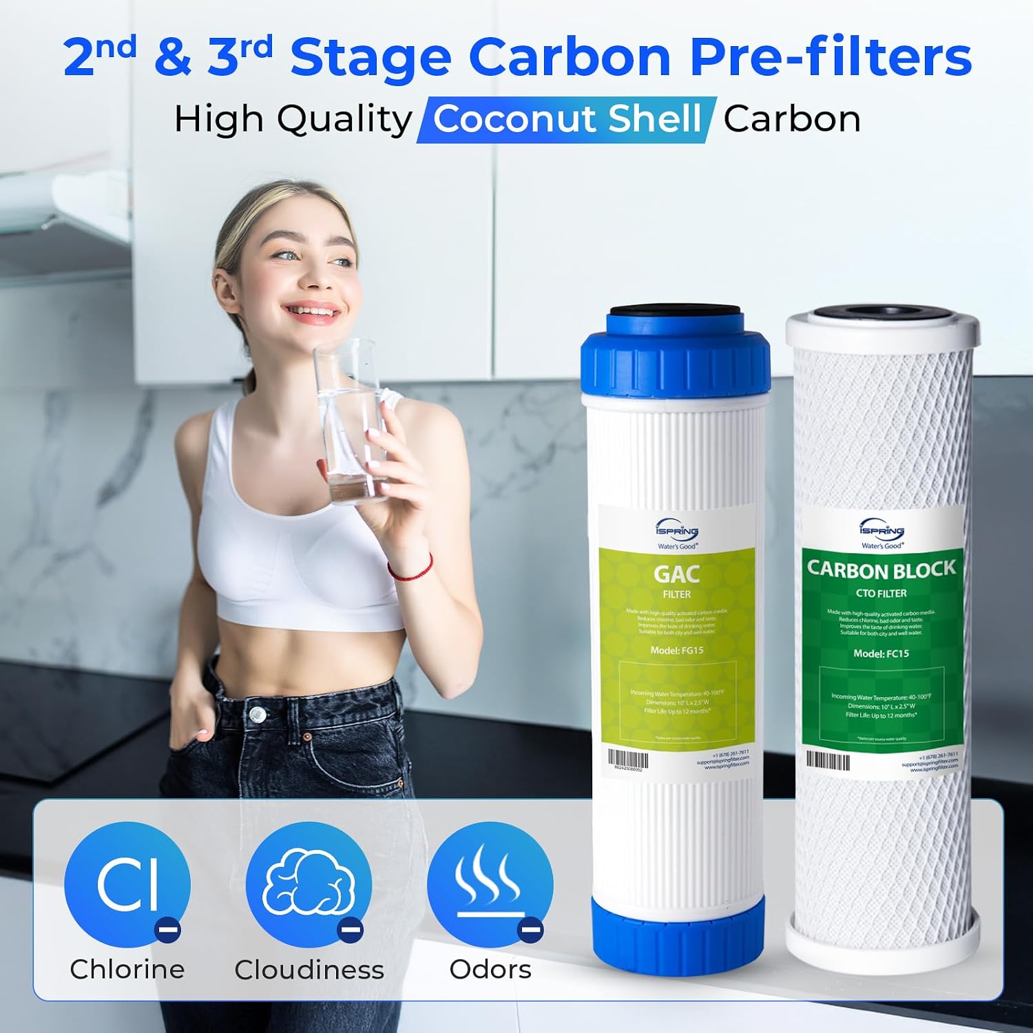 iSpring F7D 1-Year Reverse Osmosis Water Filter Replacement Cartridge Pack for 5-Stage De-ionization RO Water Filter Systems, Fits iSpring RCC1D & RCC1DP, 7 Count (Pack of 1)