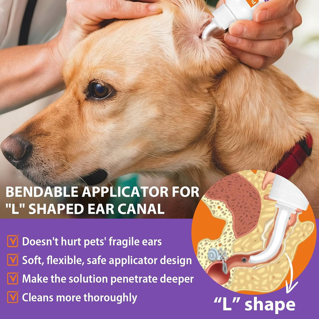 Pjordo Pet Ear Cleaner for Dog & Cat, Natural Formula - Aloe & Witch Hazel