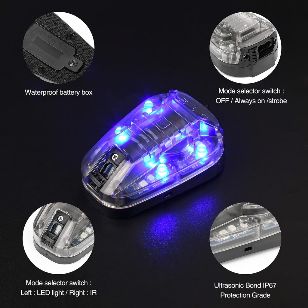 NOBUHIRO 4 Modes Tactical Helmet Light with Visible LED+IR Constant/Strobe
