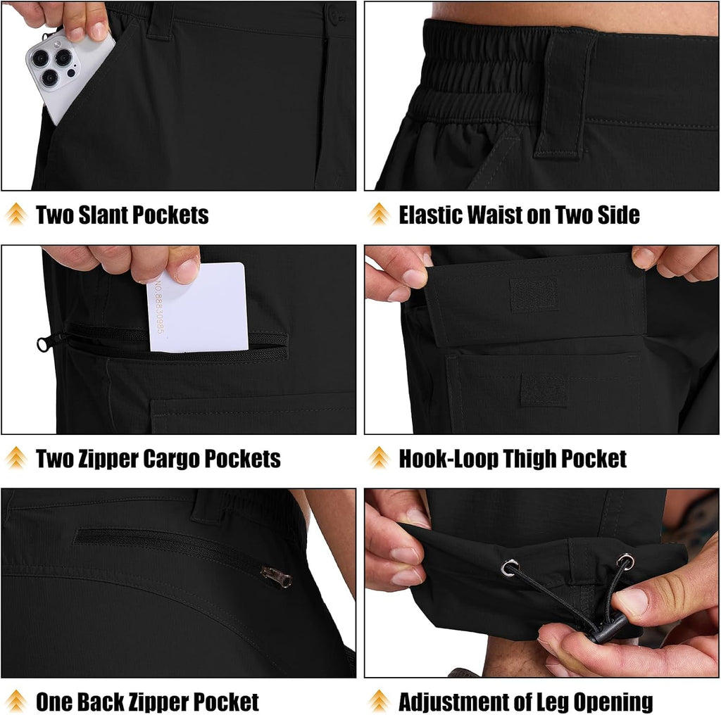 Mens Hiking Pants Cargo Safari Pants for Men Zip Off Outdoor Convertible