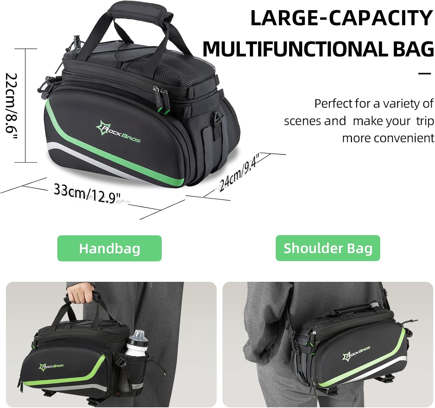 ROCKBROS Bike Trunk Bag 17L-45L Rear Rack Bags for Bicycles Waterproof