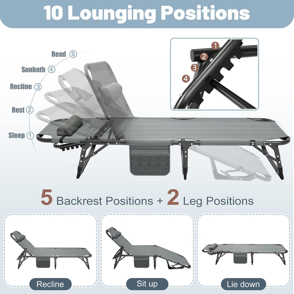 Slsy Folding Camping Cot for Adults, Adjustable Camping Bed with Pad