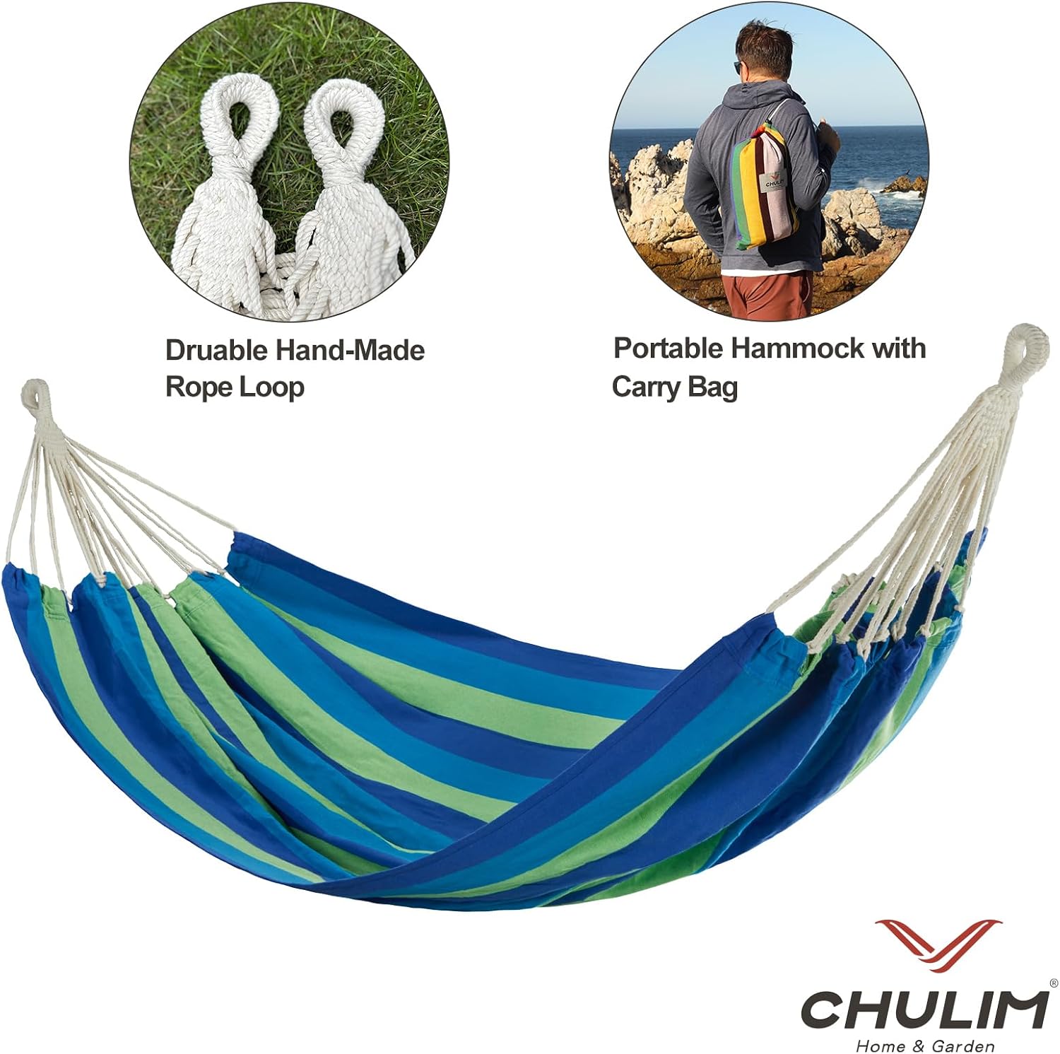 Brazilian Double Hammock with Tree Straps, Extra Large, 450 lbs Capacity