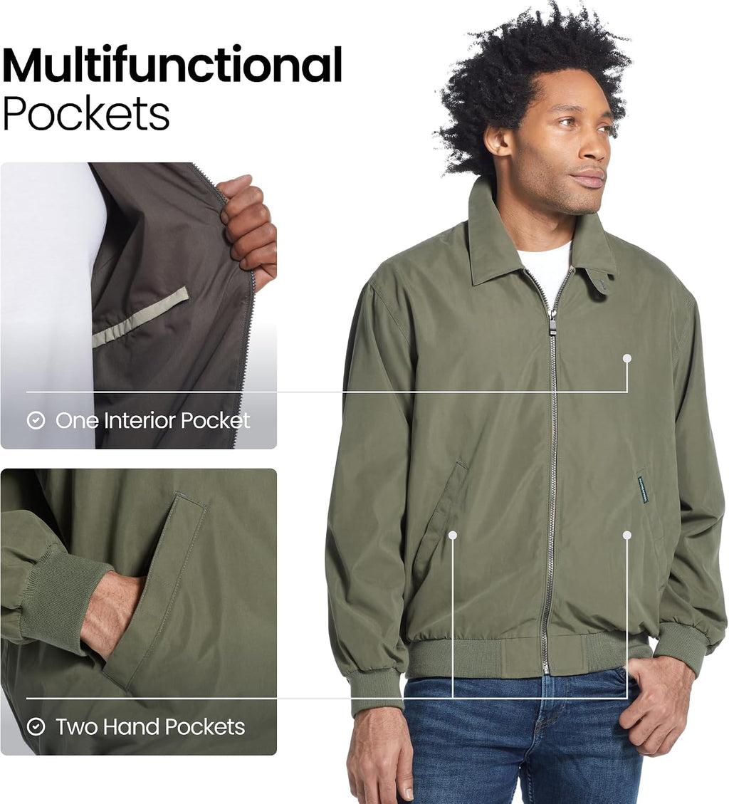 Weatherproof Men's Golf Jacket - Lightweight Windbreaker, Water-Resistant Microfiber Shell, Perfect for Golf & Casual Wear