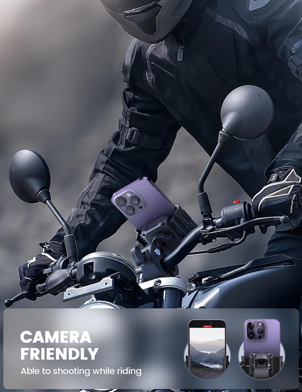 Lamicall Motorcycle Bike Phone Mount, 1s Lock Bike Phone Holder