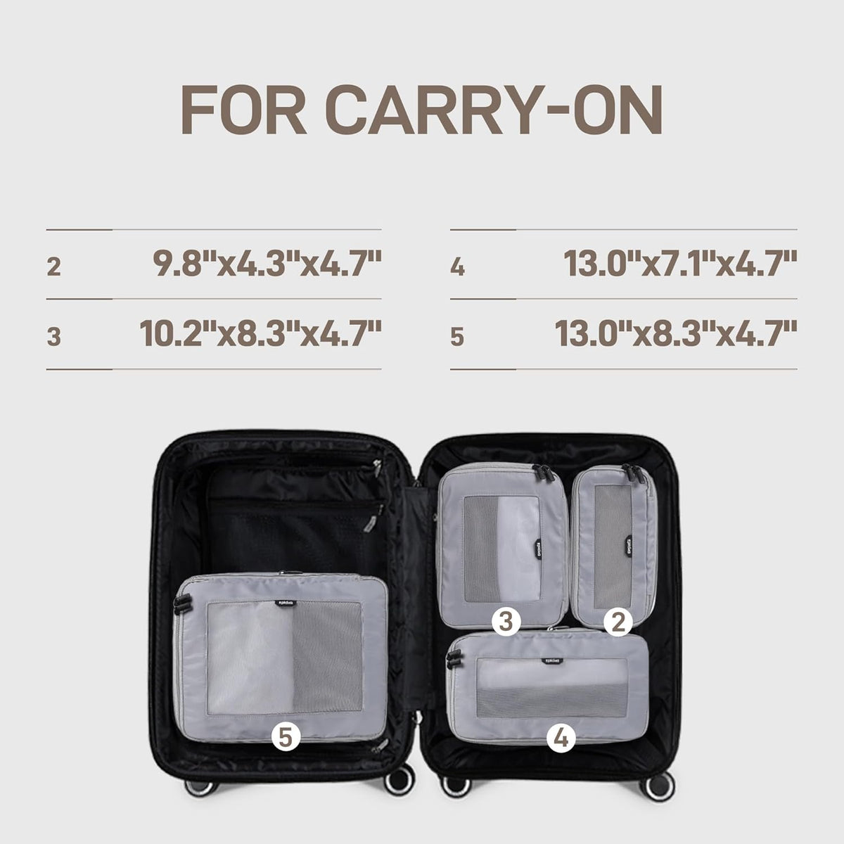 EPICKA TripCozy Compression Packing Cubes, 4 Set, Grey