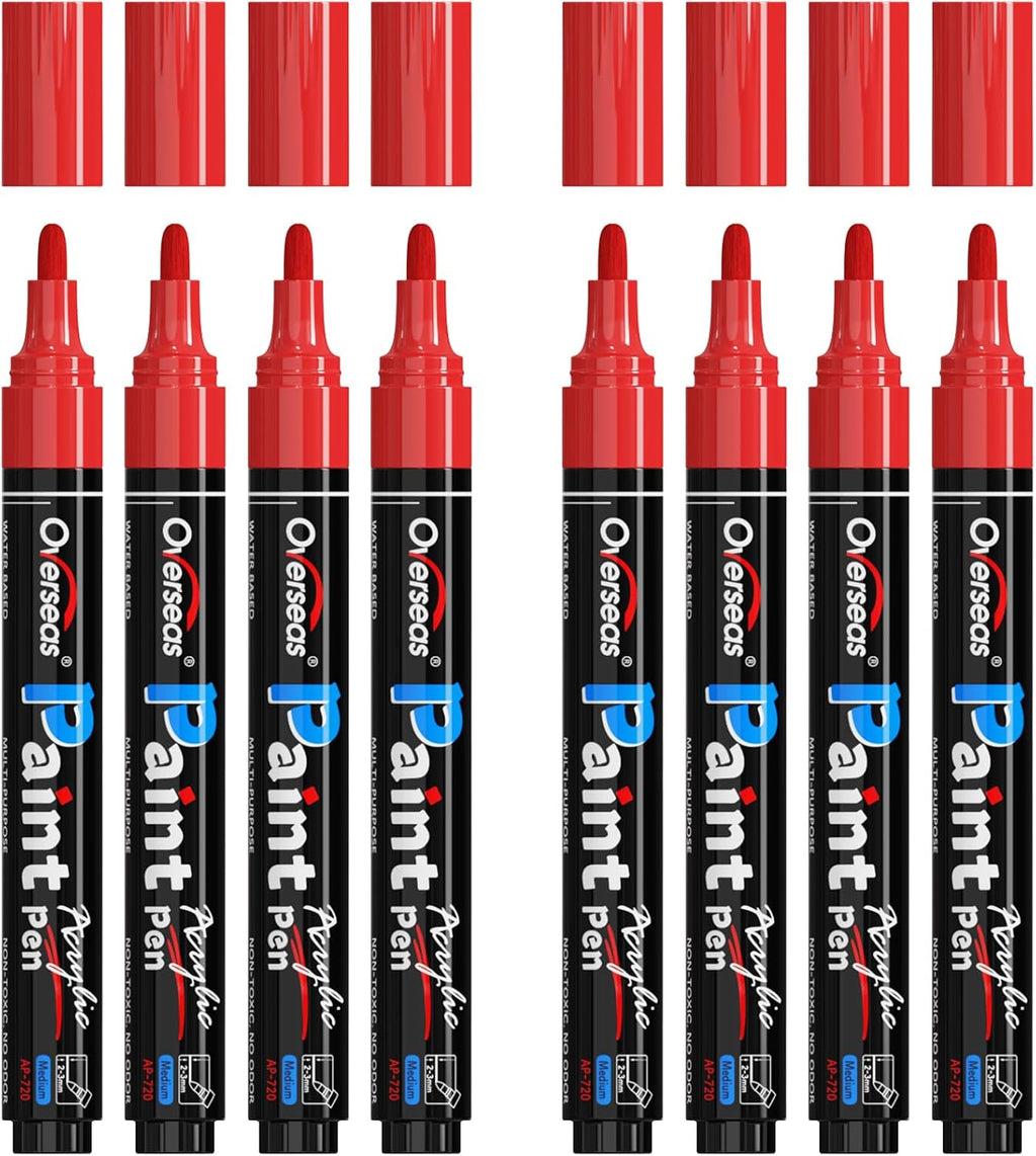 Overseas Purple Acrylic Paint Markers 8 Pack, Medium Tip Paint Pens