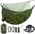 Camping Hammock with Net,Portable Lightweight Double Hammocks with Tree Straps and Solid D-Shape Hanging Hooks,Parachute Nylon Hammock for Backpacking Beach Backyard Patio Hiking