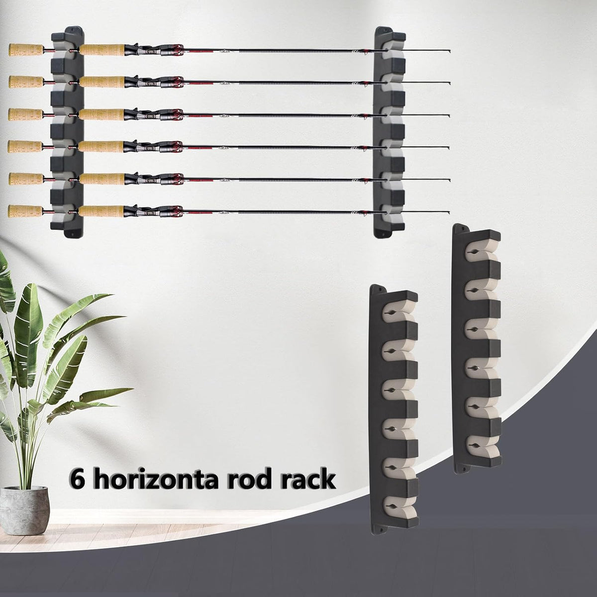 Horizontal Fishing Rod Holders Wall Mount,Pole Rack for Garage