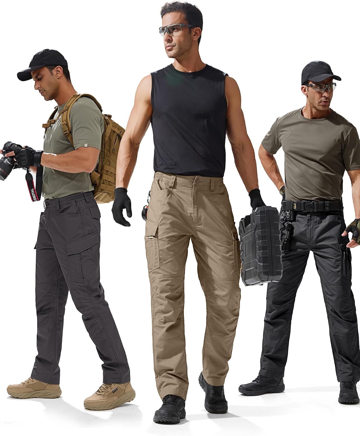 FREE SOLDIER Men's Tactical Pants Ripstop Work Cargo Hiking Pants