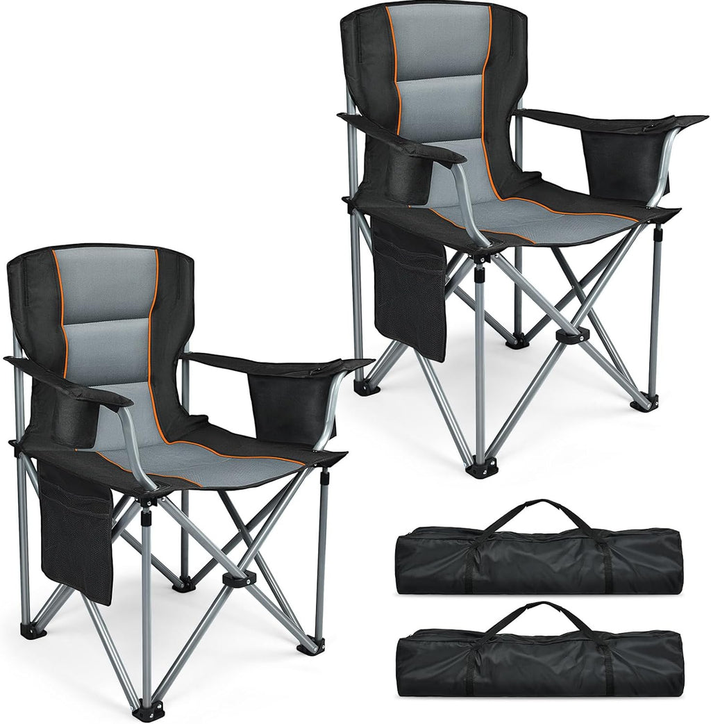 Camping Chairs, 2 Pack Oversized Heavy Duty Fully Padded Folding Chairs