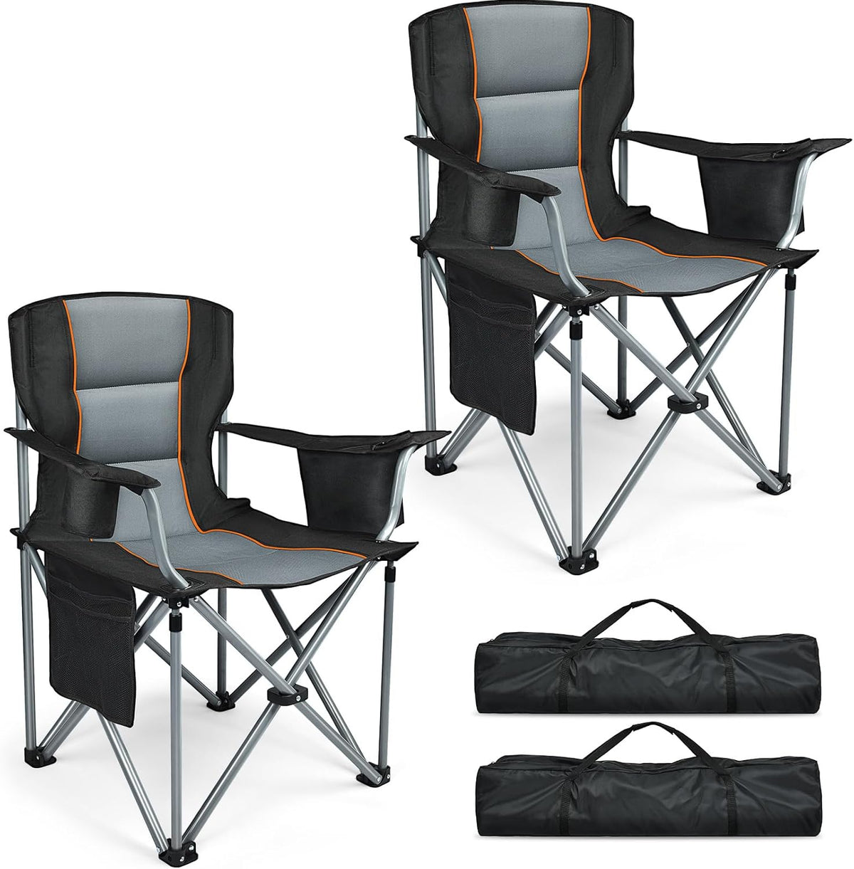 Camping Chairs, 2 Pack Oversized Heavy Duty Fully Padded Folding Chairs