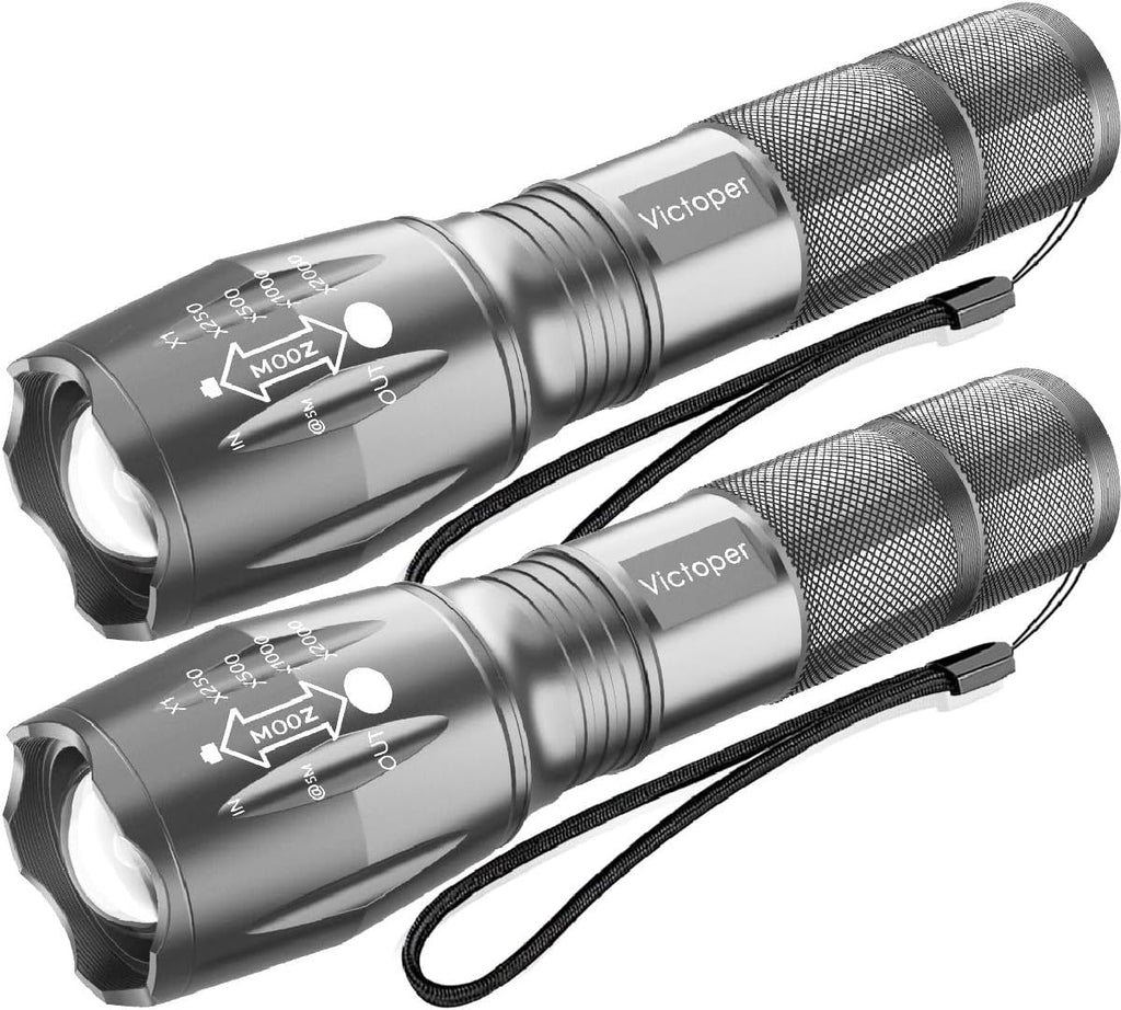 Victoper LED Flashlights, High Powered High Lumens Super Bright Tactical Flashlight, Rechargeable, 5 Modes Zoomable Waterproof Flash Lights for Emergency, Outdoor, Home, Camping, Hiking