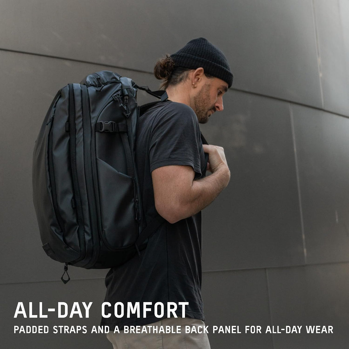 WANDRD TRANSIT 35L Travel Backpack, Black, Expandable to 40L