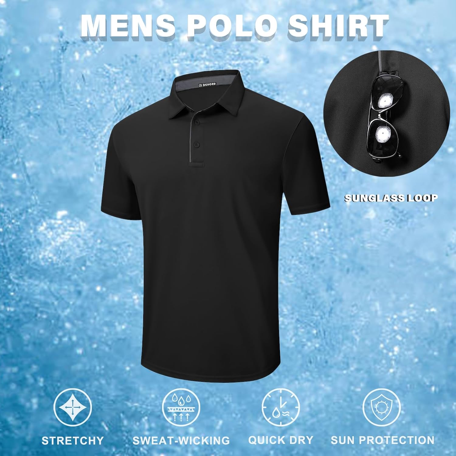 3 Pack Mens Golf Polo Shirt Short Sleeve Quick Dry Moisture Wicking