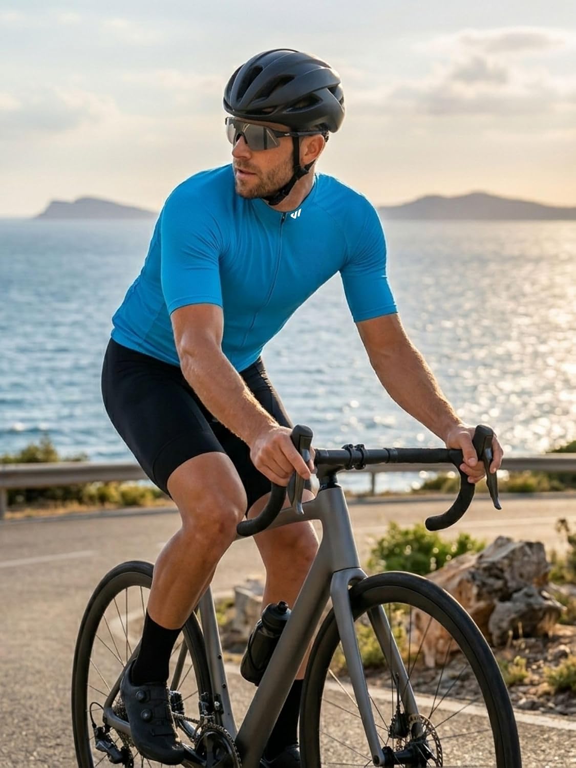 Wulibike Men's Cycling Jerseys Short Sleeve Bike Biking Shirts Full Zip with Pockets Road Bicycle Clothing