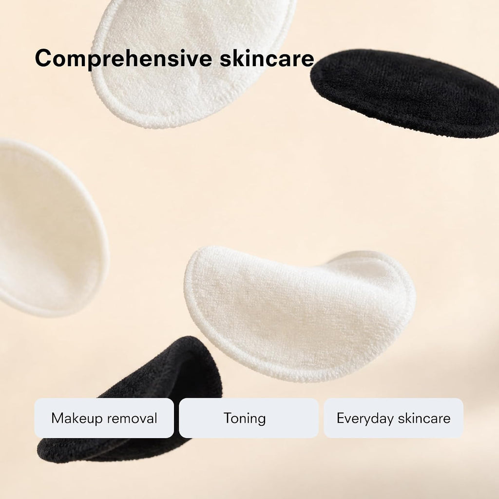 Public Goods Reusable Bamboo Cleansing Rounds | 14 Count Makeup Remover Pads with Cotton Mesh Wash Bag | Alternative to Disposable Cotton Rounds | Gentle, Machine Washable, Vegan Skincare Essential