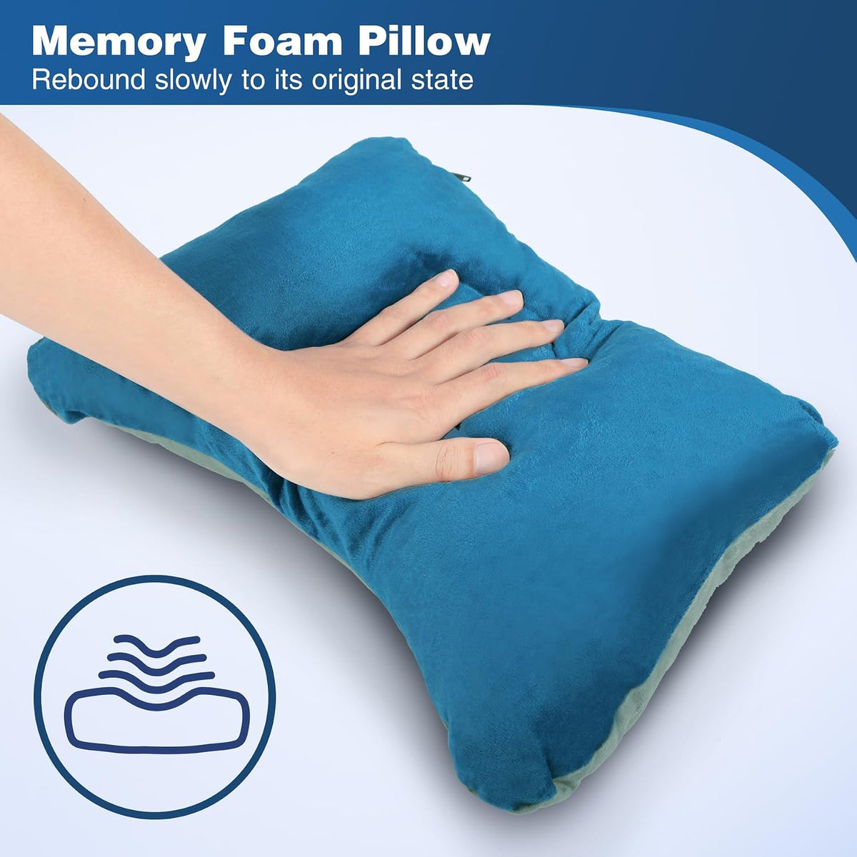 REDCAMP 2 Pack Camping Pillow Sleep–Memory Foam Travel Pillow, Bright Navy