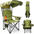 Suteck Camping Chair with Canopy Shade, Folding Outdoor Beach Chairs, Green