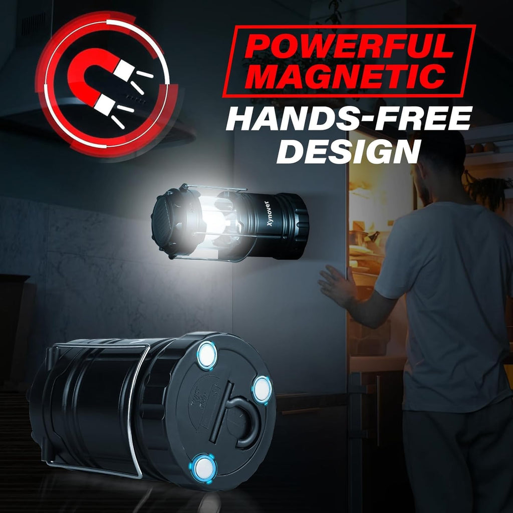 4-Pack Solar Camping Lanterns,Rechargeable LED with USB/Solar/AA Battery,Magnetic Base,Hanging Hook,Collapsible, Waterproof for Emergency, Hiking,Hurricane,Campsites,Lanterns for Power Outages