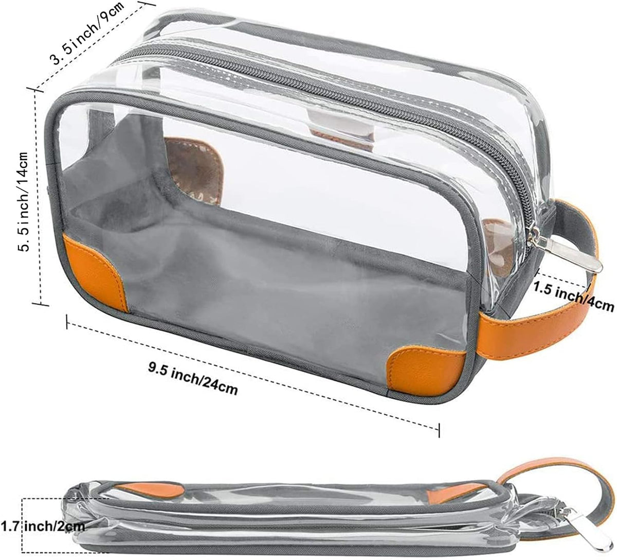 Lermende Toiletry Bag, Clear Shaving Dopp Kit for Men Travel Toiletry Bag Unisex Bathroom Toiletries Organiser Travel Gift for Christmas (Light Grey)