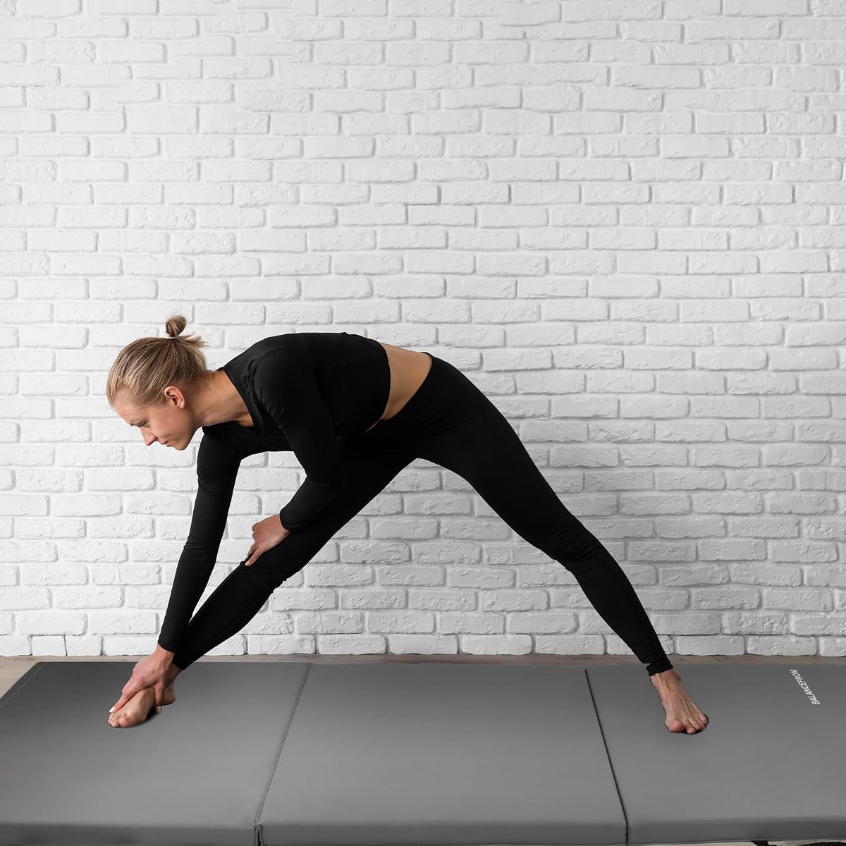 BalanceFrom 6x2 Feet 3-Panel Folding Gymnastics Mat – 1.5-Inch Thick Pad with Vinyl Surface and Carrying Handles for Tumbling, Yoga, Pilates, Home Workouts, and Martial Arts