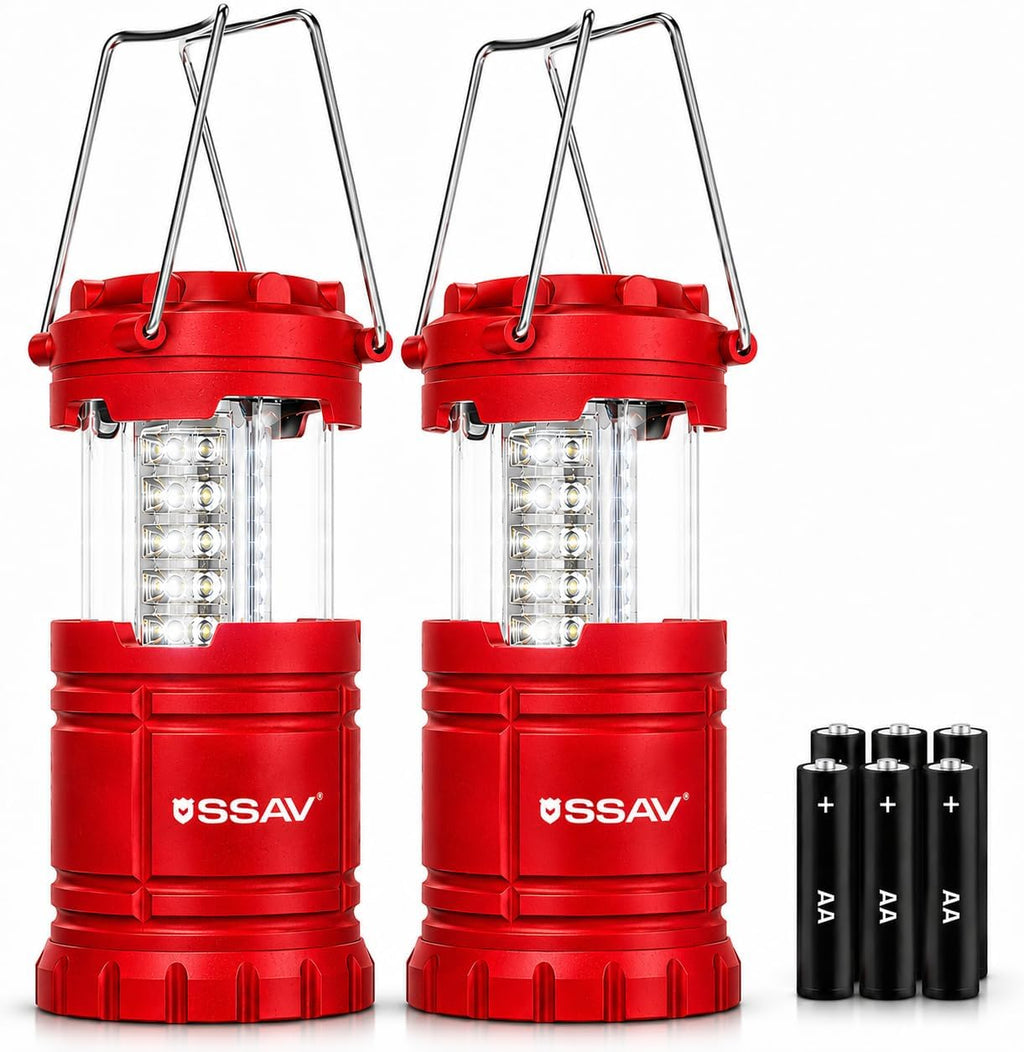 SSAV Battery Powered LED Lanterns (Batteries Included) (2 Pack Red)