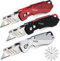 KATA 3 Pack Folding Utility Knife Set, Heavy Duty Box Cutters with Blades