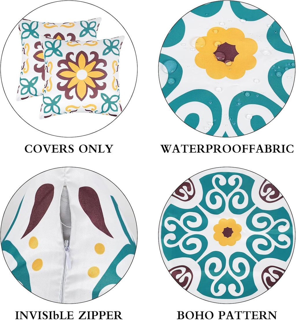 Pyonic Turquoise Outdoor Pillow Covers 18x18 inch Set of 4