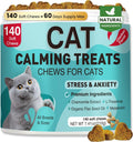 Cat Calming Treats, 140 Soft Chews to Relieve Anxiety, Stress & Prevent Bites, Perfect for Travel & Veterinary Visits, Soothing Calming Care for Indoor Cats Chicken Flavor 7.41 OZ