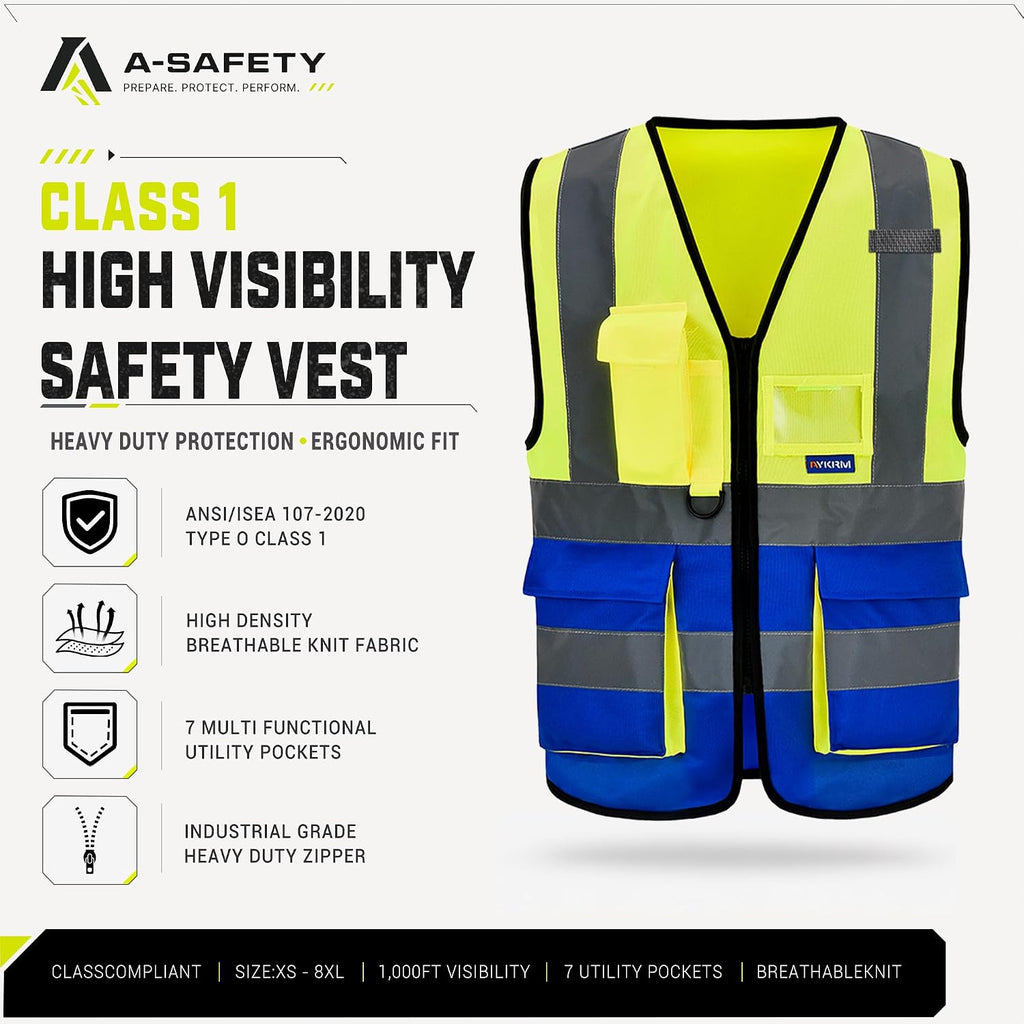 A-SAFETY High Visibility Reflective Safety Vest Customize Logo (XS-8XL)