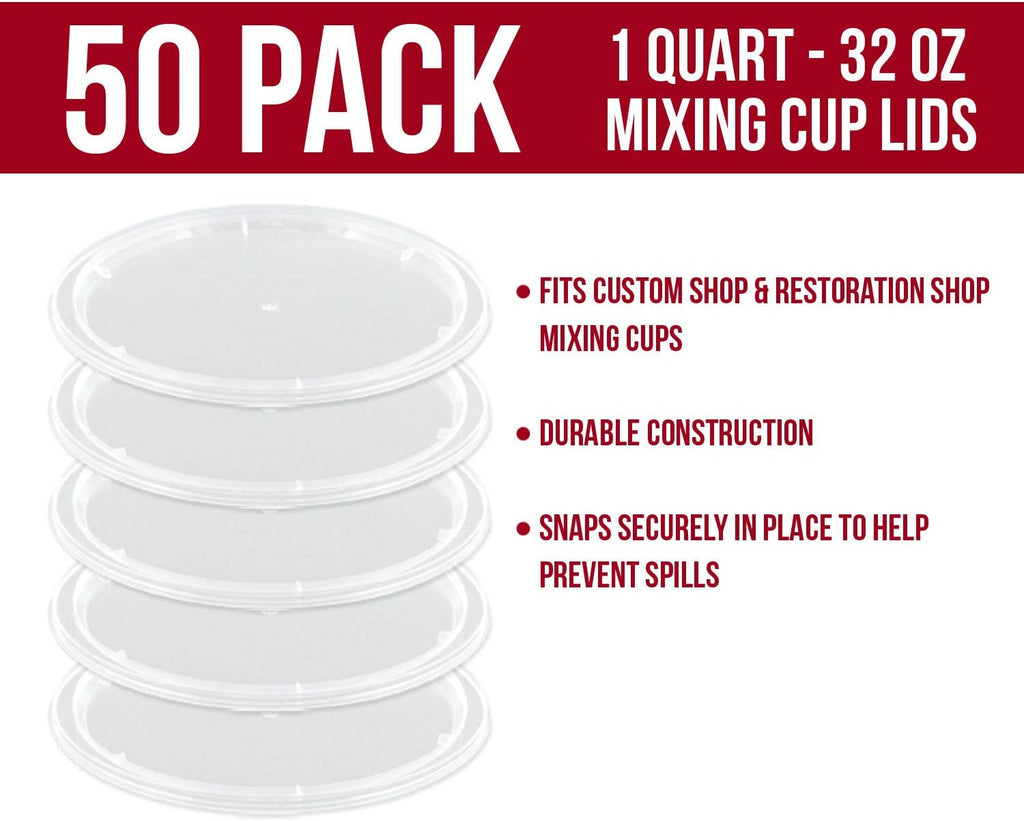 Custom Shop Paint Mixing Cup Lids Only, Box of 50) Quart Size, Lids Only