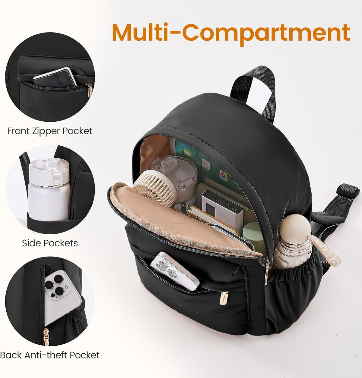LOVEVOOK Small Backpack Purse for Women, Mini Puffer Lightweight Backpack, Casual Daily Daypack Purse for Women, back pack with Anti-theft Pocket for Travel