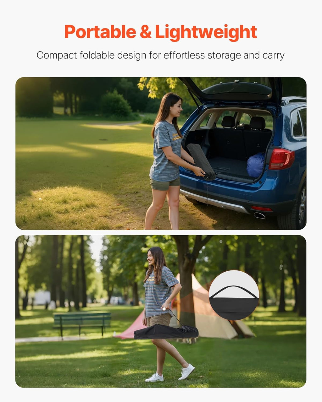 VEVOR Folding Camping Table, Portable Roll Up Side Tables, Lightweight Aluminum Beach Table for Outdoor BBQ Tailgating Picnic, Travel (35 inch-Silver)