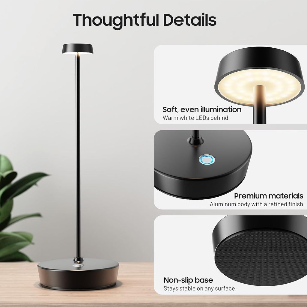 Rechargeable Cordless Table Lamp, 6000mAh Battery Table Light