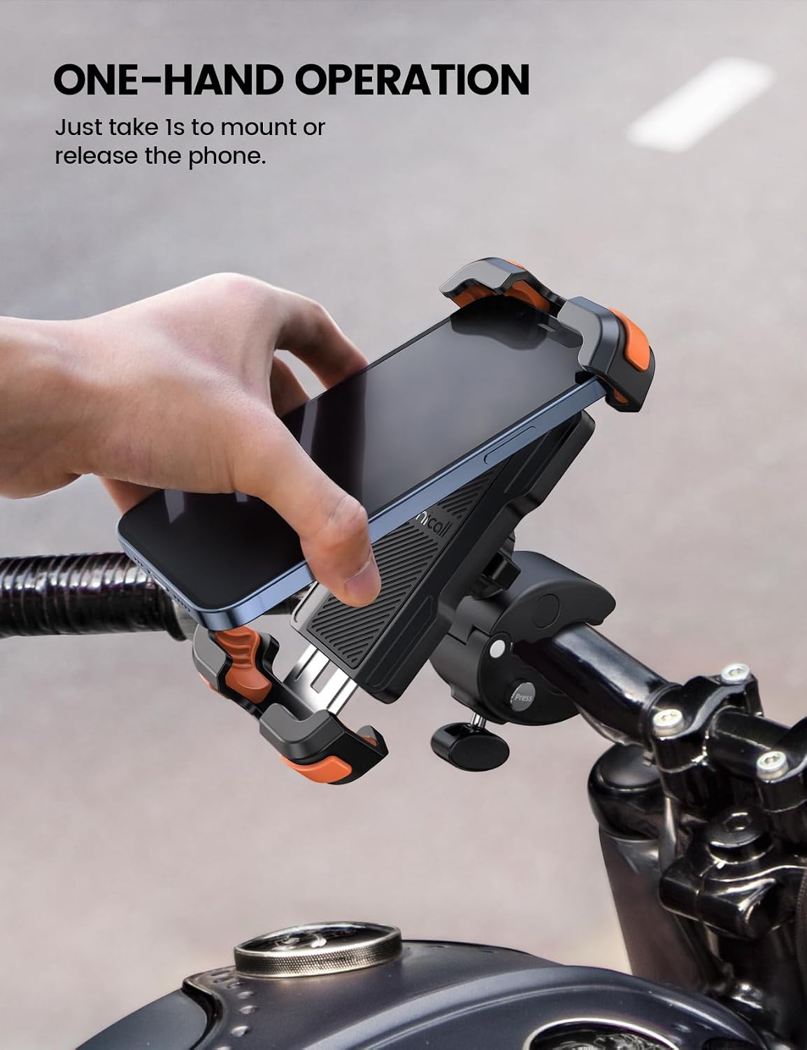 Lamicall Motorcycle Bike Phone Holder with Upgrade Quick Install Bar Clip