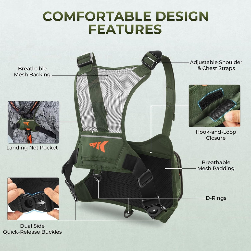 KastKing BaitBoss Water-Resistant Fishing Chest Pack; Fishing Bag for Men