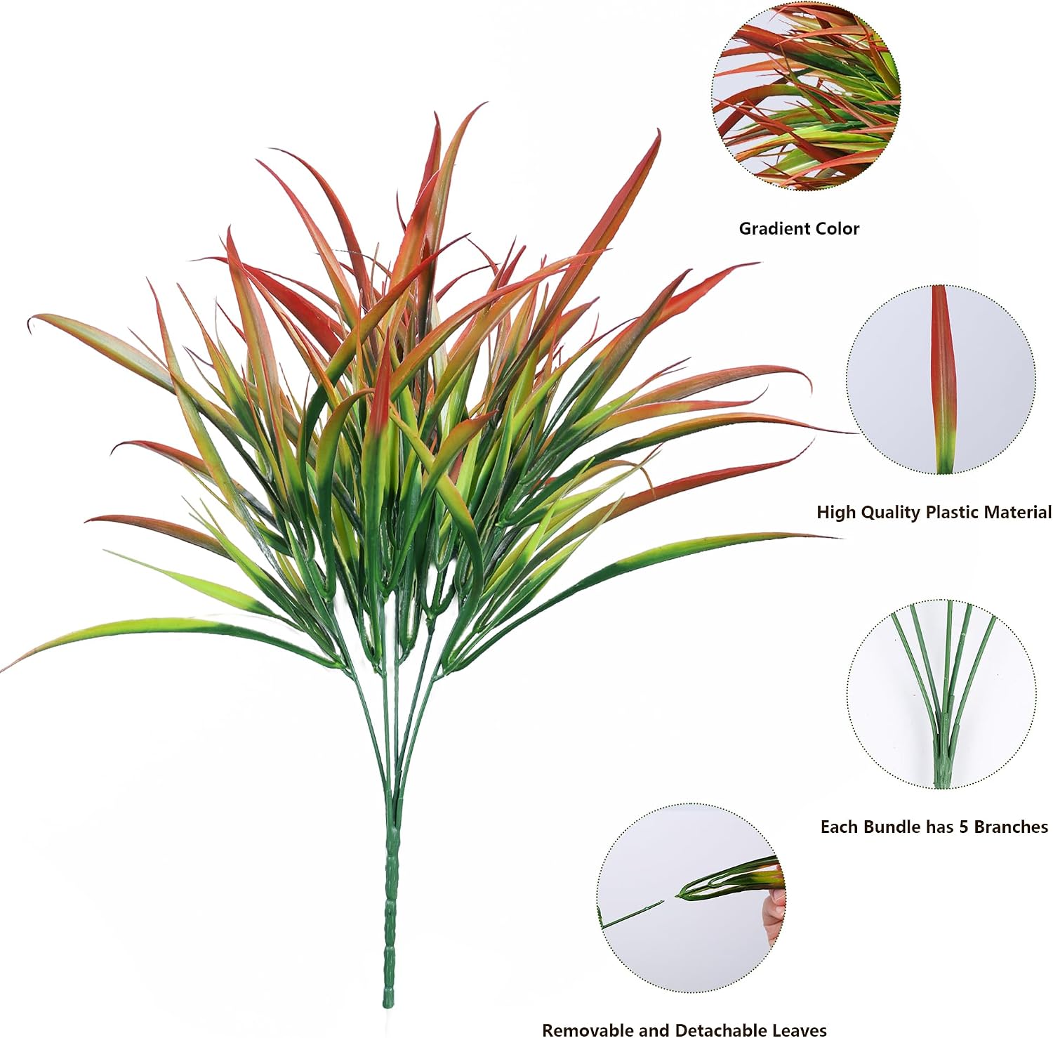 Ivydale 12Pcs Fake Plants Outdoor Artificial Plastic Grass Fall Decoration UV Resistant Faux Greenery Stems Bushes Outside Fake Plants for Planters Patio Porch Window Box Pathway Garden Home Decor