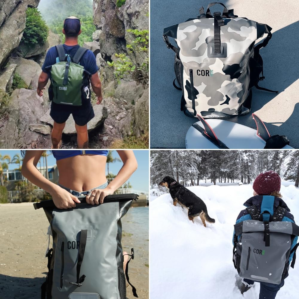 COR Surf Waterproof Dry Bag Backpack with Padded Laptop Sleeve 25L & 40L Heavy Duty Roll-Top Pack