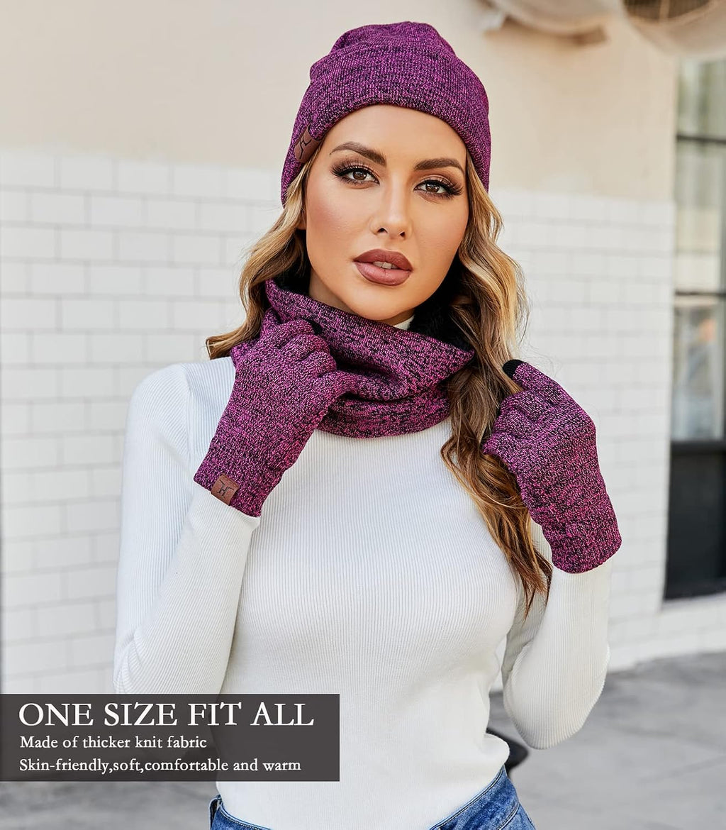 FZ FANTASTIC ZONE Winter Beanie Hats Scarf Touchscreen Gloves for Men Women