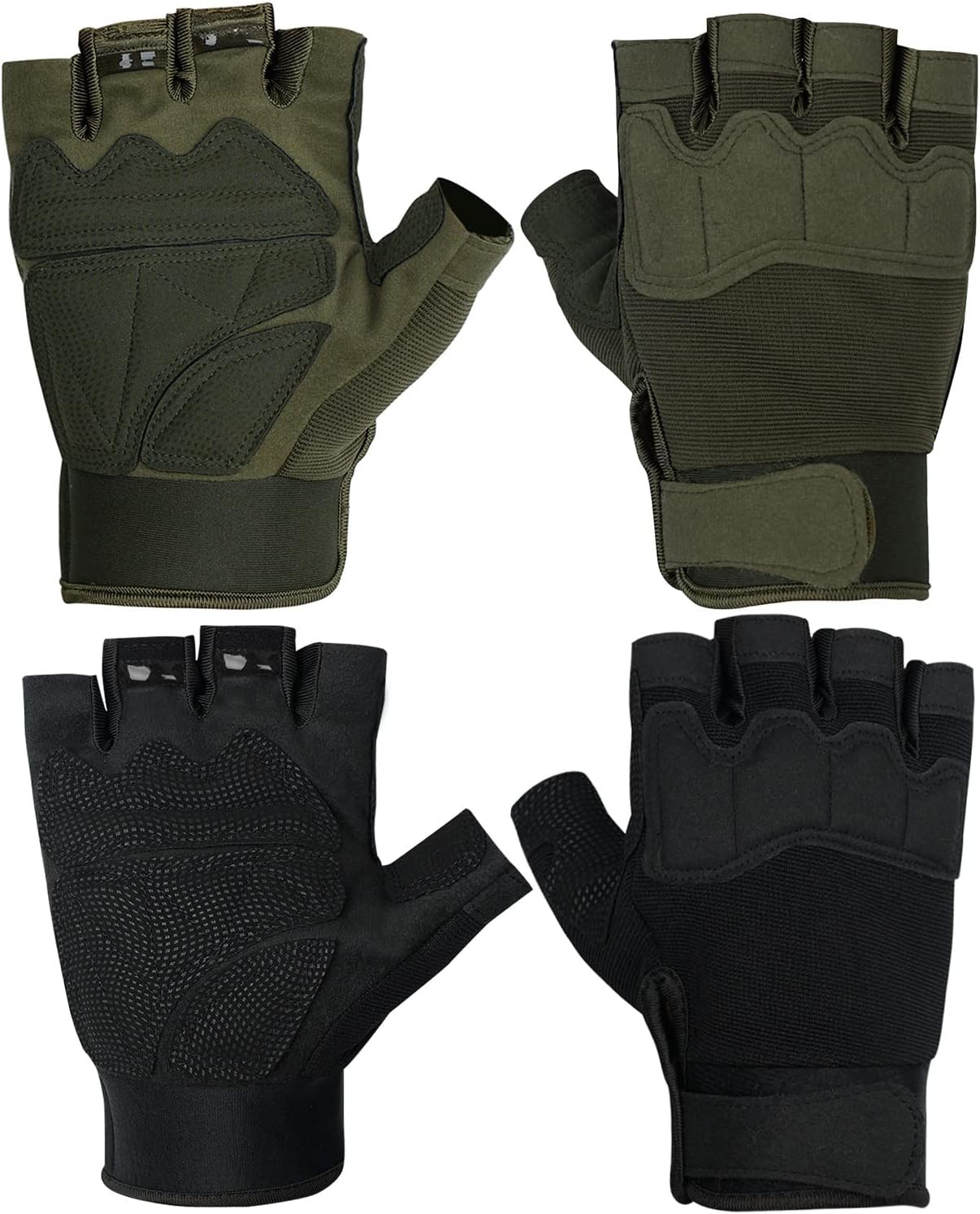 FIORETTO Fingerless Gloves for Men, Breathable Grip Palm Gloves for Motorcycle Riding, Driving, Cycling, Exercise, Workout, Climbing, Hiking and Outdoor Activities M210603