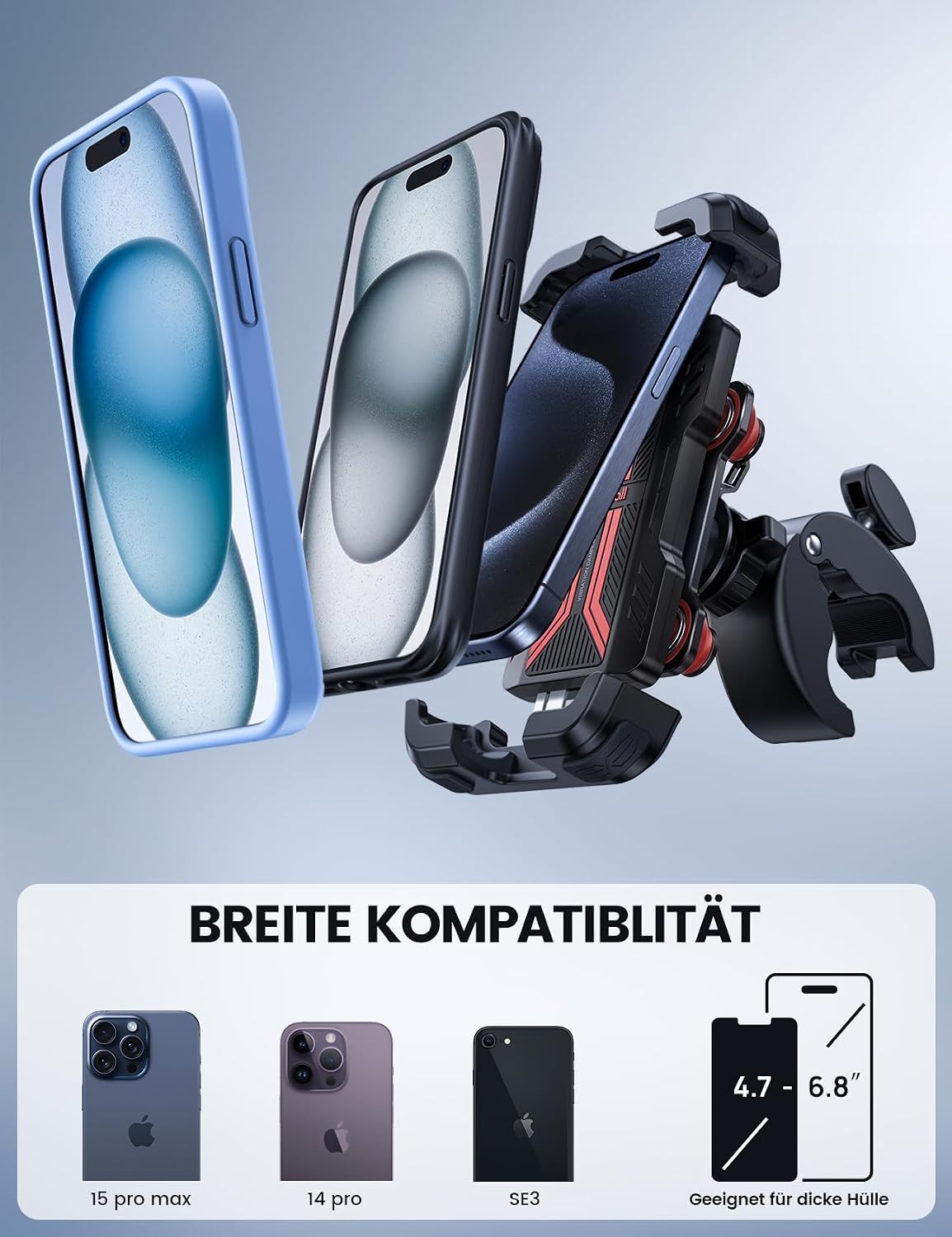 Lamicall Motorcycle Phone Mount Holder with Dual Vibration Dampener