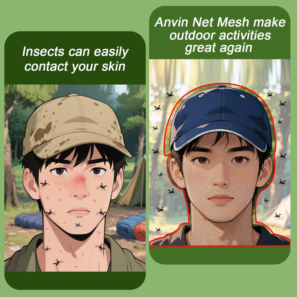 Anvin Mosquito Head Net Bug Hood for Fishing, Camping, Gardening Hat-Compatible Insect Shield Breathable Mesh Face Cover from No See Ums, Insects, Bugs(3 Pack, Upgraded One-piece Design, Black)