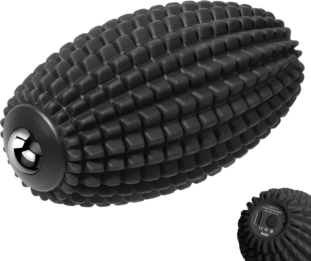 Vibrating Massage Ball for Full Body Relaxation, Silicone Trigger Point Massager Ball for Back, Leg, Foot, Muscle Recovery, Portable Rechargeable Massage Roller, 3 Vibration Speeds (Black)