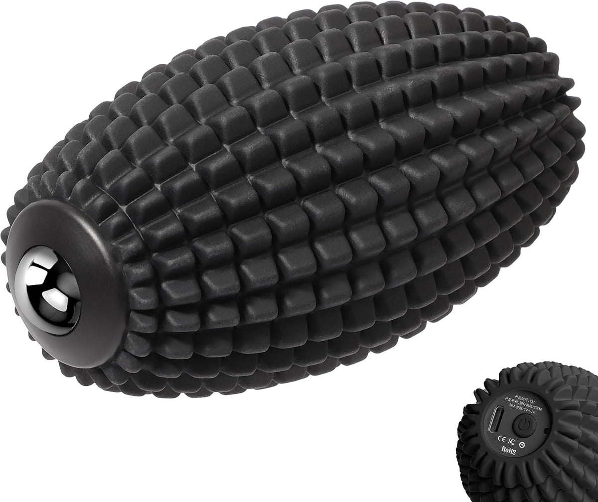 Vibrating Massage Ball for Full Body Relaxation, Silicone Trigger Point Massager Ball for Back, Leg, Foot, Muscle Recovery, Portable Rechargeable Massage Roller, 3 Vibration Speeds (Black)