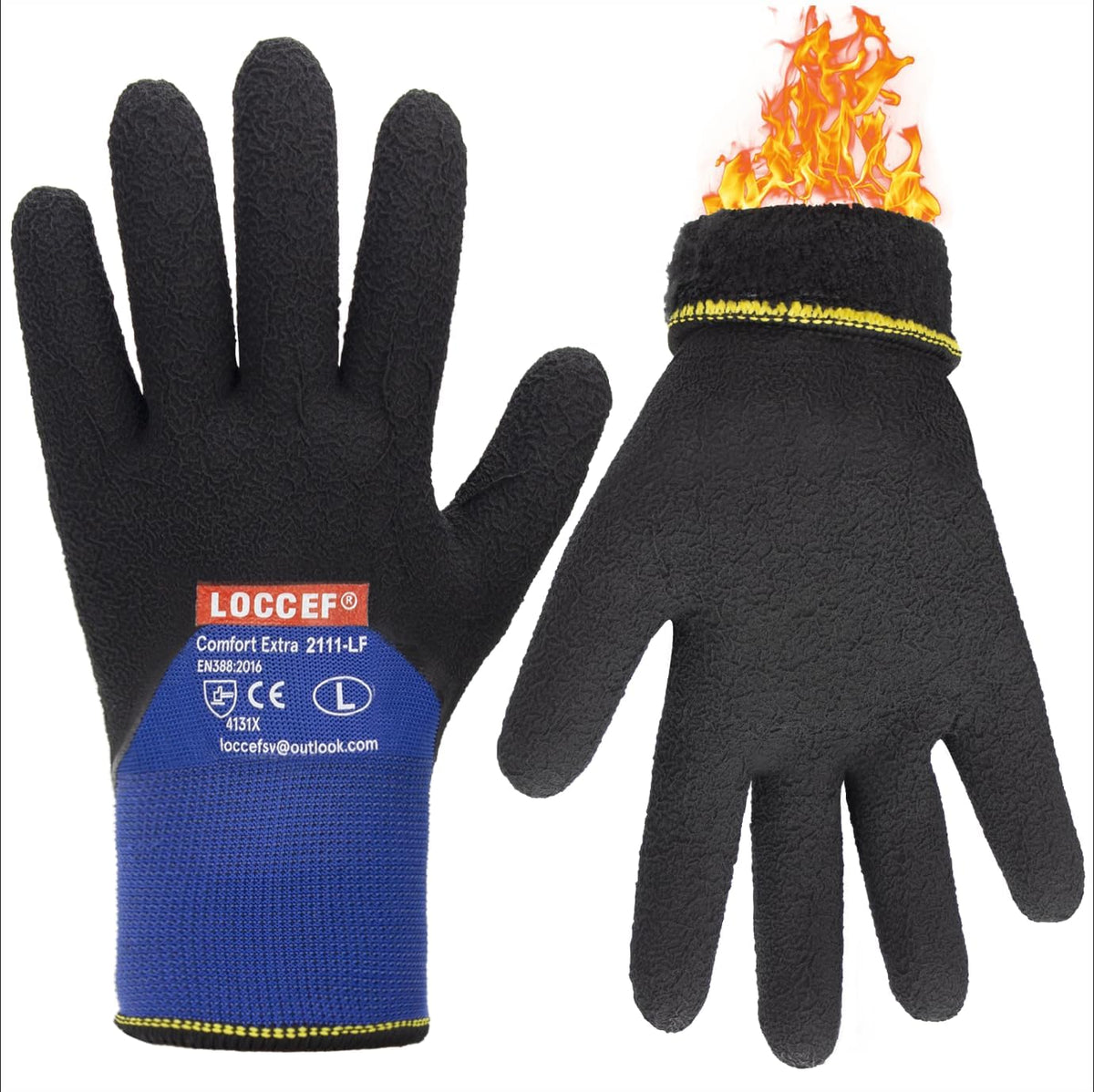 LOCCEF 2 Pairs Winter Work Gloves, Thermal Freezer Gloves