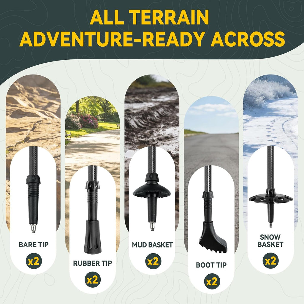 Clostnature Carbon Fiber Collapsible Trekking Poles for Hiking, Walking