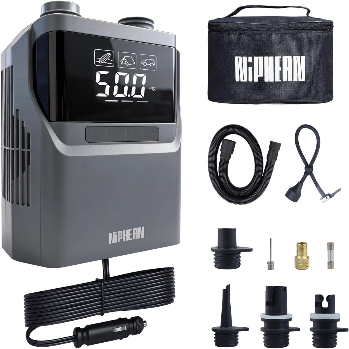 Niphean Paddle Board Electric Pump, 50 PSI Automatic Dual Stage Air Pump