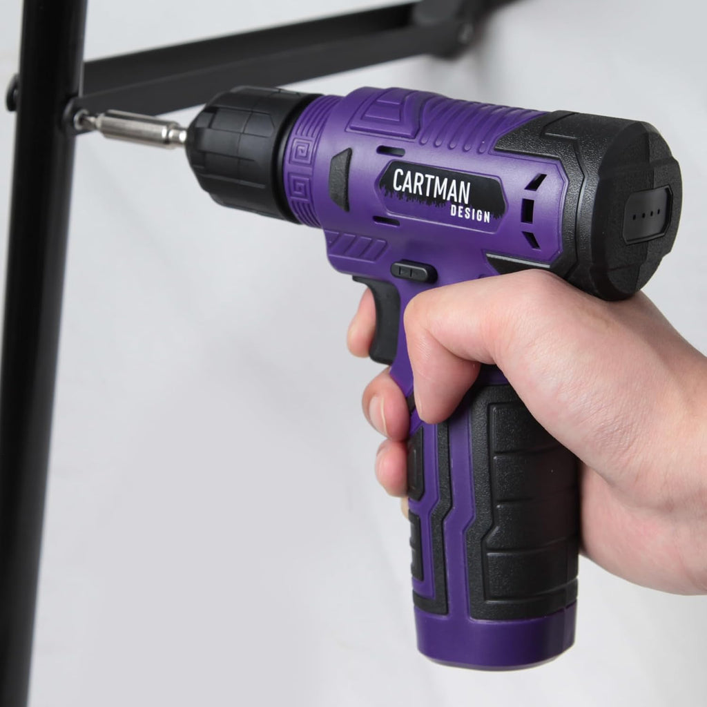 CARTMAN 150PCS 8V Cordless Drill Hand Tool Set, Purple Household Repair Kit