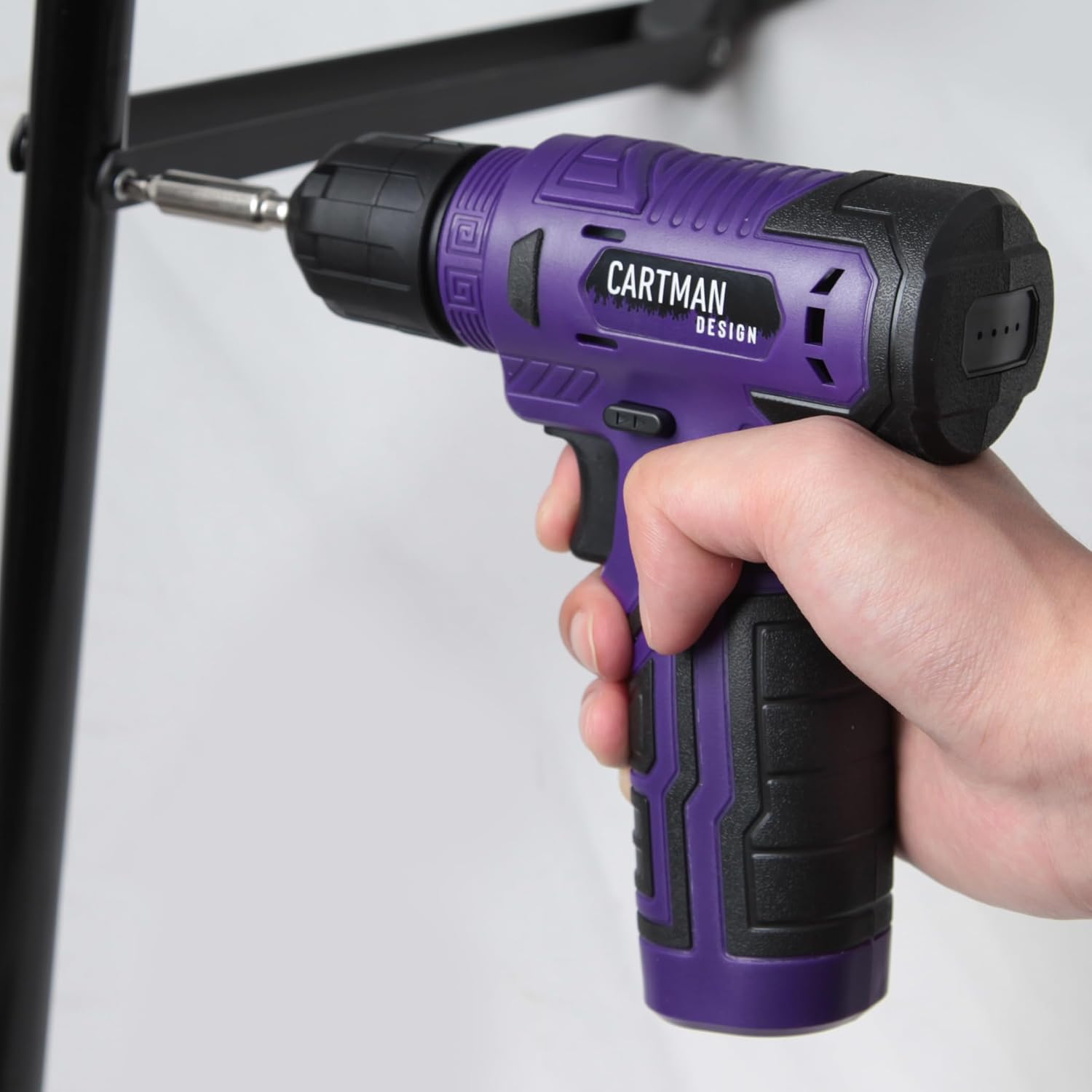 CARTMAN 150PCS 8V Cordless Drill Hand Tool Set, Purple Household Repair Kit